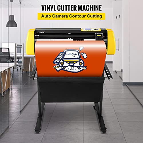 VEVOR Vinyl Cutter Machine, 28 in / 720 mm Max Paper Feed Cutting Plotter, Automatic Camera Contour Cutting LCD Screen Printer w/Stand Adjustable Force and Speed for Sign Making Plotter Cutter