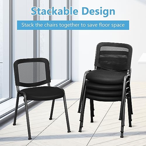 Tangkula Set of 10 Stackable Conference Chairs with Upholstered Seat and Mesh Backrest
