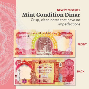 250,000 New Iraqi Dinar, IQD - 25,000 x 10 = 250,000 - Authentic Uncirculated 25K Iraq Dinars 1/4 Million