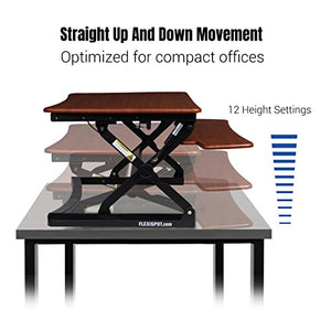 FlexiSpot 35" Standing Desk Converter with Quick Release Keyboard Tray Computer Desk,Mahogany (M2MG)