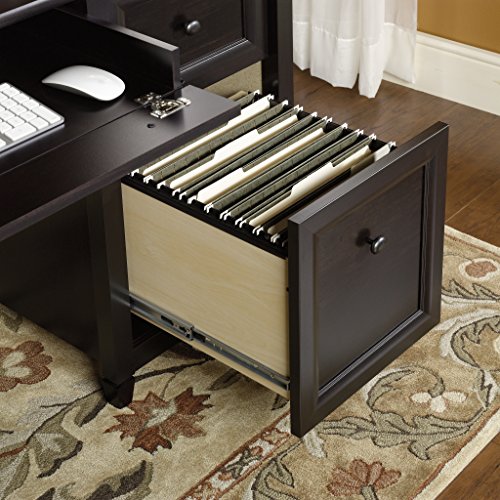 Sauder 409042 Edge Water Executive Desk, L: 65.12" x W: 29.53" x H: 29.37", Estate Black finish