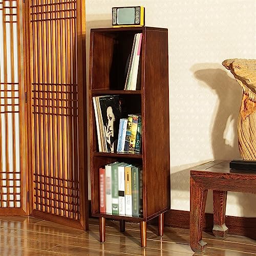 BinOxy 3-Tier Record Storage Shelf - Solid Wood Floor Standing CD Cabinet