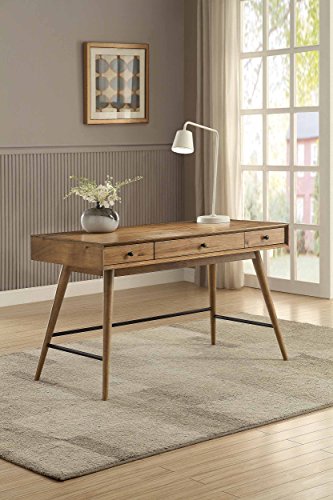 Homelegance Lavi Writing Desk with Drawers and Tapered Legs, Pine Finished