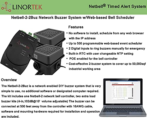 Netbell TCP/IP Network Break Buzzer System with 2 Extra Loud Buzzers