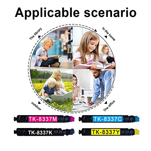 (1BK+1C+1M+1Y, 4PK) TK8337 TK-8337 1T02RL0US0 1T02RLCUS0 1T02RLBUS0 1T02RLAUS0 Toner Cartridge Replacement for Kyocera Taskalfa 2552ci CS2552ci CS3252ci Toner Kit Printer