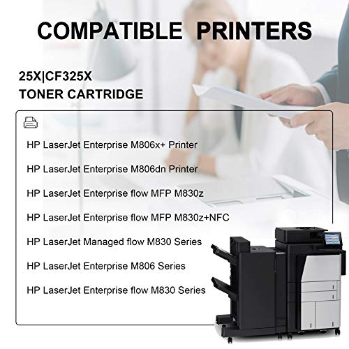 2-Pack Black Toner Compatible 25X | CF325X Toner Cartridge Replacement for HP Enterprise M806dn M806x+ M806 Flow MFP M830z+NFC M830z M830 Series Managed Flow M830 Series Printer