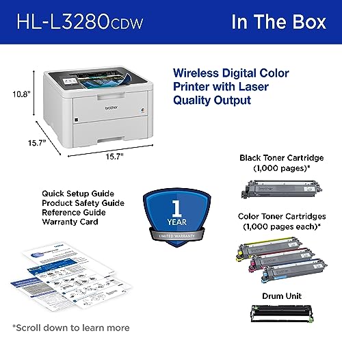 Brother HL-L3280CDW Wireless Color Laser Printer | Duplex, Mobile Printing, Ethernet | Amazon Dash Replenishment Ready