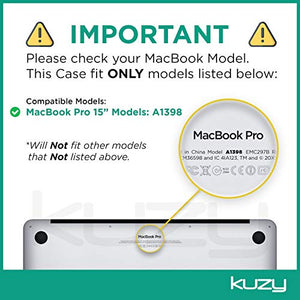 Kuzy Compatible with MacBook Pro 15.4 inch Case Model A1398 with Retina Display Soft Touch 15 inch Plastic Hard Shell Cover for Older MacBook Pro 15.4 inch, Gray Smoke