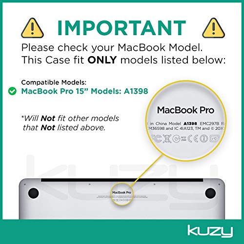 Kuzy Compatible with MacBook Pro 15.4 inch Case Model A1398 with Retina Display Soft Touch 15 inch Plastic Hard Shell Cover for Older MacBook Pro 15.4 inch, Gray Smoke