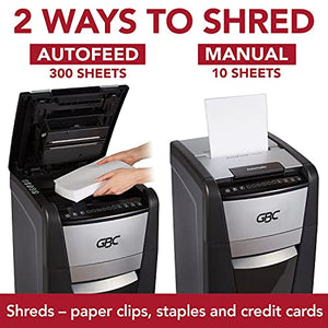 GBC Auto Feed+ Paper Shredder 300X, Super Cross-Cut, 300 Sheet Capacity