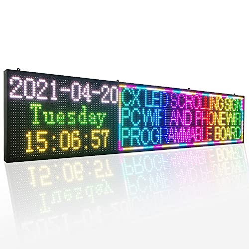 CX PH10MM Scrolling led Sign 77’’x14’’Full Color LED Message Display Control for Business Ad Board