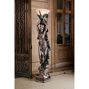 Design Toscano KY7932 The The Peacock Goddess Sculptural Floor Torchière Lamp, 74 Inch, Bronze Verdigris Finish
