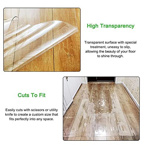 BABYCE Clear Vinyl Plastic Floor Runner Protector - Anti-Slip PVC Chair Mat, Waterproof - 60/70/80/90/100/120cm