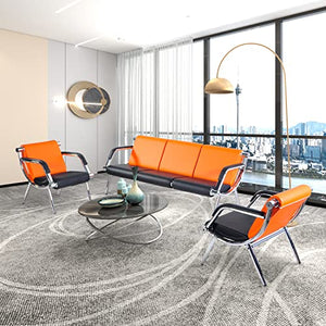 Bestmart INC 3PCS Office Reception Chair Set PU Leather, Orange
