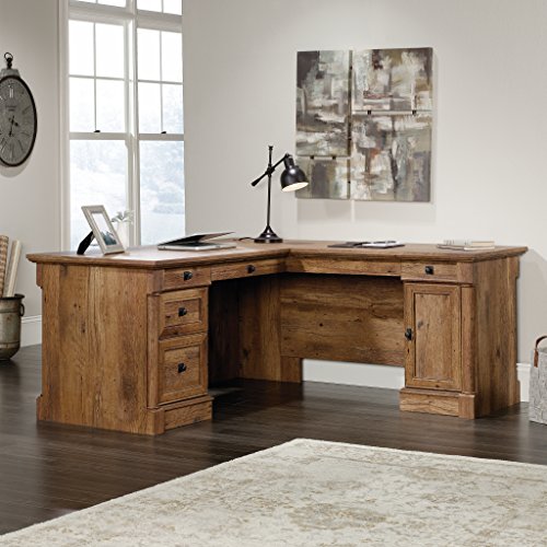 Sauder 420606 Palladia L-Shaped Desk, L: 68.74" x W: 65.12" x H: 29.61", Vintage Oak finish