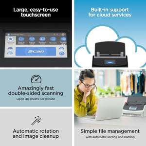 ScanSnap iX1600 Wireless/USB High-Speed Document Scanner with Touchscreen, Auto Feeder - Black