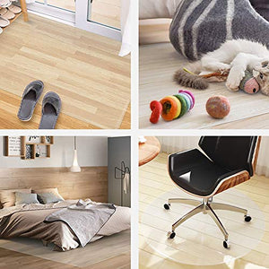 None Clear Vinyl Plastic Floor Protector - Desk Chair/Stairs/Pets Carpet Mat - Non-Skid Waterproof Dustproof - 80-140cm Wide