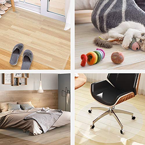Clear Vinyl Plastic Floor Protector - Desk Chair/Stairs/Pets Carpet Mat - Non-Skid Waterproof Dustproof - 80cm/100cm/120cm/140cm Wide - Size: 80×400cm (2.6ft×13.1ft)