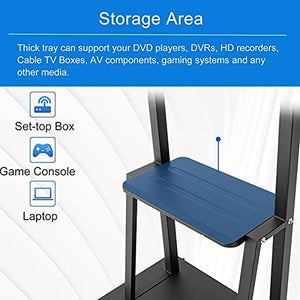 Generic Mobile TV Floor Stand/Cart for 32-75 Inch TVs, Black Rolling TV Trolley with Laptop Shelf