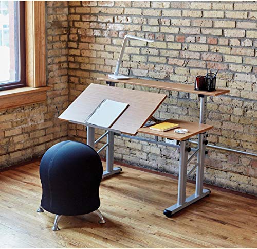 Safco Products 3965MO Split Level Drafting Table, Height-Adjustable, Medium Oak