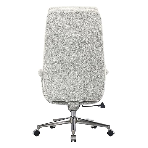 Realspace® High-Back Executive Office Chair, Bouclé Fabric, Light Sand/Brushed Nickel