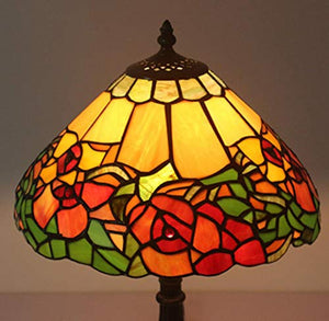 MaGiLL Tiffany Style Desk Lamp, 12 Inch Creative Clematis Florida Pattern Glass E27 Desk Lamp