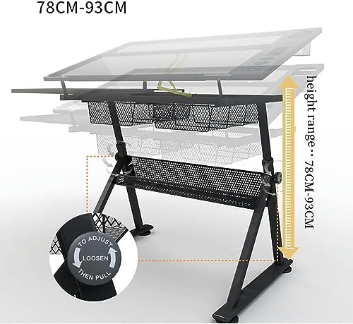CNAOHGHN Adjustable Tempered Glass Drafting Desk with Chair