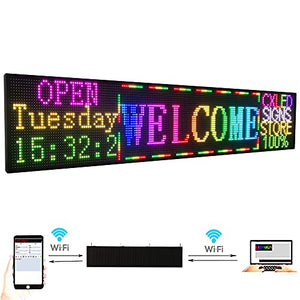 CX PH10MM Scrolling led Sign 77’’x14’’Full Color LED Message Display Control for Business Ad Board