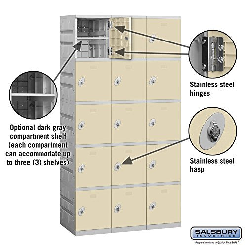Salsbury Industries 95368TN-U Five Tier 38.25-Inch Wide 738.25-Inch High 18-Inch Deep Unassembled Plastic Locker, Tan Brown
