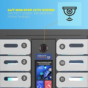 Generic Cellphone Charging Station Locker, 16-Slots USB Charger Station with Fingerprint Locking System