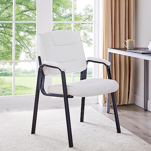 Naomi Home Mindy Office Guest Chair Set of 8 - Luxurious Leather Executive Chairs Set for Reception, Conference, Lobby - White