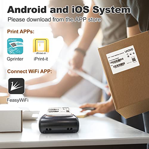 UROVO Bluetooth WiFi Receipt Printer, K329 Portable Thermal Printer, 3 Inch Print Width, Wireless Label Printer, for Home Office Express Delivery Use, Compatible with iOS Android