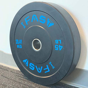 Olympic Bumper Weight Plates 2-Inch Color Coded Rubber Plate with Steel Hub Pair 45lbs Rubberized Weightlifting Barbell Plates (Pair (45LB + 45LB))