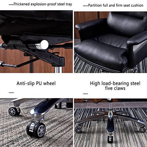 CBLdF Executive Office Chair, Ergonomic Adjustable Reclining Swivel Computer Seat (Black/White Cowhide)