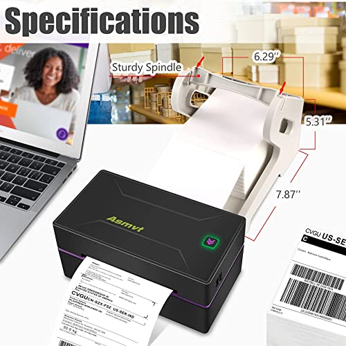 Asmvt Label Printer with Label Holder,150mm/s 4x6 Desktop Label Printer for Small Business, USPS, FedEx, Shopify, Etsy, Amazon,Compatible with Windows & Mac