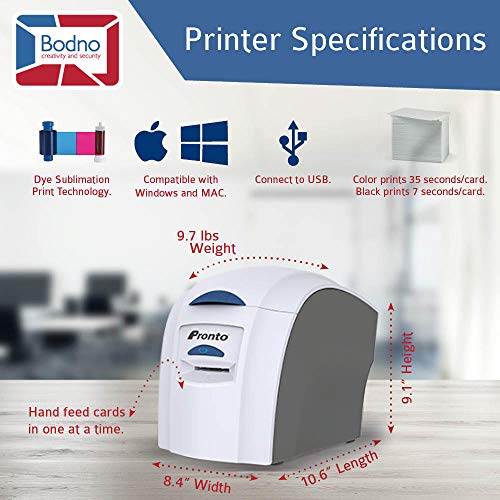 Magicard Pronto ID Card Printer & Complete Supplies Package with Bodno ID Software - Silver Edition