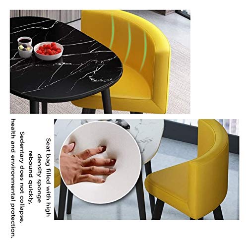 SKUAI Small Office Conference Coffee Table Chair Set - Marble Table & Leather/Linen Chairs (Gray)
