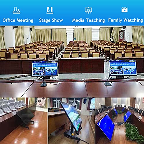 YokIma Low Meeting Room TV Stand for 50/55/60/70 Inch Flat Screens, Adjustable Height Tilting Floor TV Rolling Cart - Black