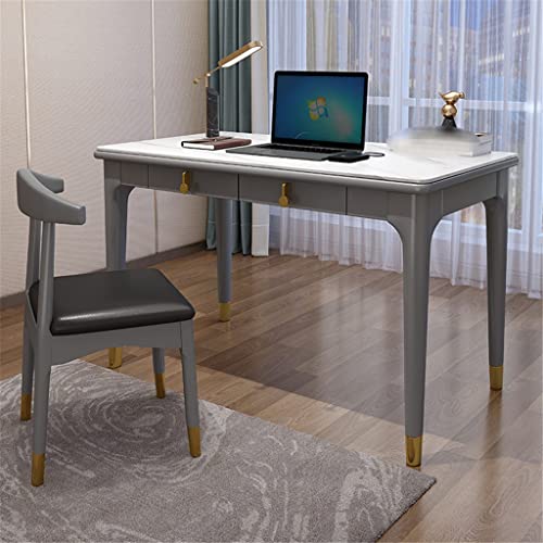 Rock Slab Computer Desk with Drawer - Solid Wood Writing Desk (Color: E, Size: 120 * 55 * 75CM)