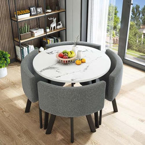 BYJSJY 5-Piece Round Dining Table and Chairs Set - Cafe Balcony Living Room Furniture