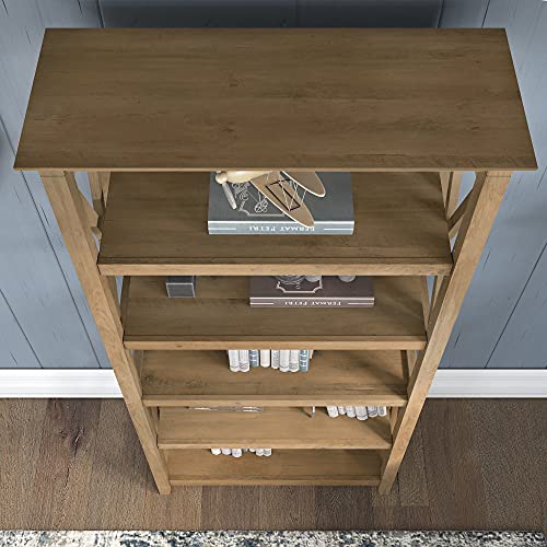 Bush Furniture Key West Writing Desk with 2 Drawer Lateral File Cabinet and 5 Shelf Bookcase, 48W, Reclaimed Pine