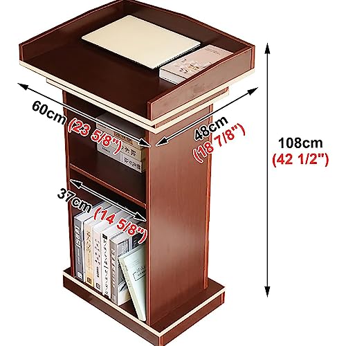Podium Wood Stand, Floor Standing Speaking Podium with 2 Storage, Premium Lectern Stand