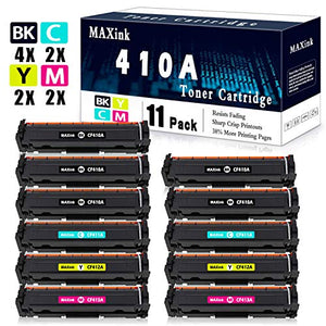 11 Pack (5BK+2C+2Y+2M) 410A Toner Cartridge Replacement for HP 410A for use in HP Color Laserjet Pro MFP M477fdw M477fdn M477fnw M452dn M452nw M452dw Printer