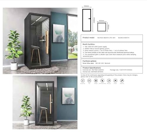 Generic ZenPod: 1-Person Acoustic Workstation with Soundproofing, Ventilation, LED Lights, Fans, AC, and USB Port