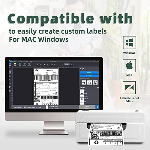 HD Thermal Shipping Label Printer for Shipping Packages - Mini Desktop Label Printers for Thermal Printer Labels - Thermal Label Printer for PC&MAC, 4x6 Shipping Label Printer for Small Business -Grey