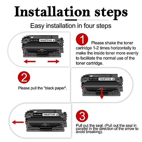2 Pack Black High Yield Compatible 16A | Q7516A Toner Cartridge Replacement for HP 5200 5200N 5200tn 5200dtn 5200L Printer