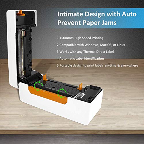 NETUM NT-1228BC Bluetooth Barcode Scanner, NT-LP110A Thermal Label Printer, High Speed Commercial Grade Direct Thermal Printer, 4×6 Printer, Barcode Printer,