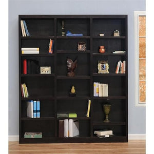 Home Square 84" Triple Wide Wood Bookcase in Chocolate - Set of 2 by Home Square