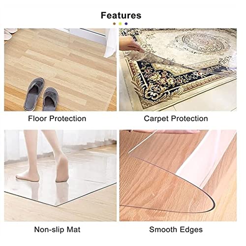 REMYSAOS Floor Protector PVC Transparent - Anti-Slip Waterproof Chair Mat for Hardwood Floor
