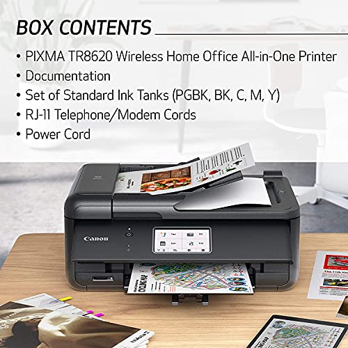 Canon All-in-One Printer for Home Office Copier Scanner Fax Auto Document Feeder Photo and Document Printing Airprint (R) and Android Printing + Bonus Set of Ink and Printer Cable